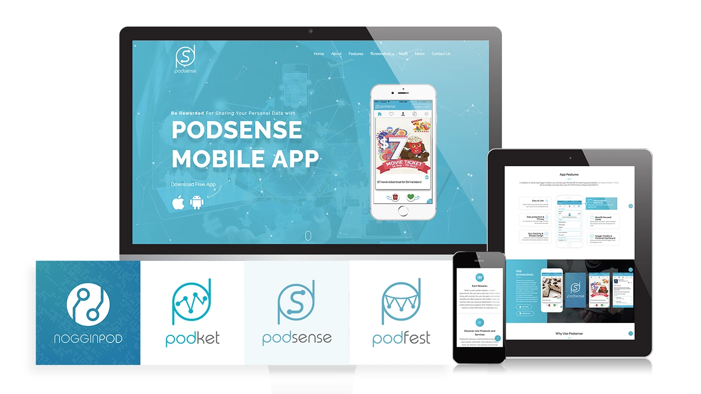 Podsense Website and Logos
