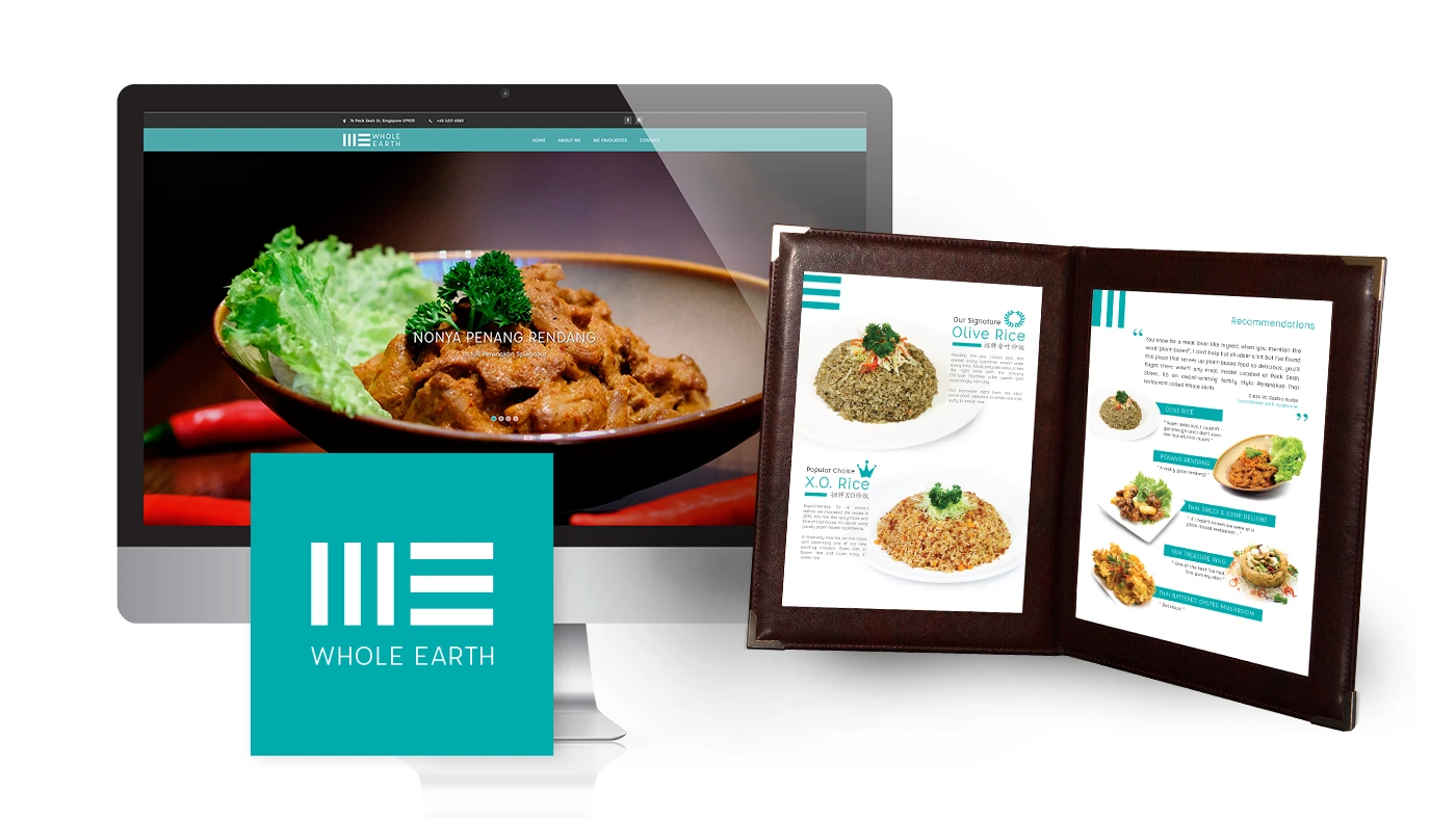 Whole Earth Logo, Website and Food Menu